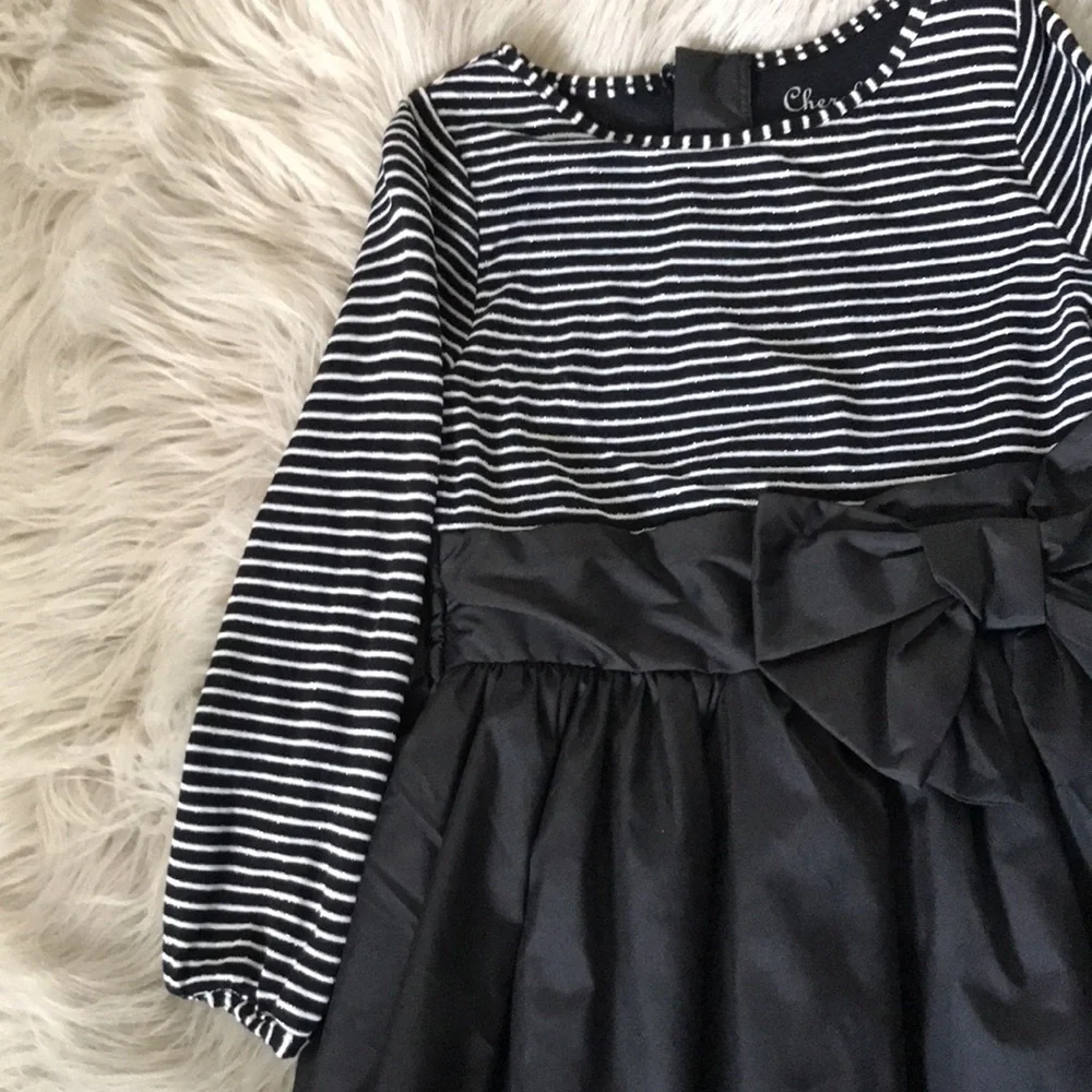 CHEROKEE Girls Holliday Black Stripes Knot Tutu Dress | 4T